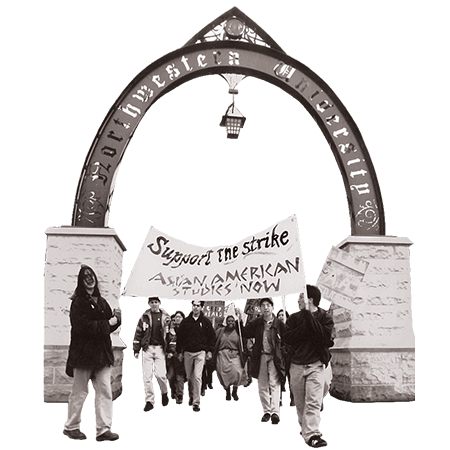 Students striking at Weber Arch