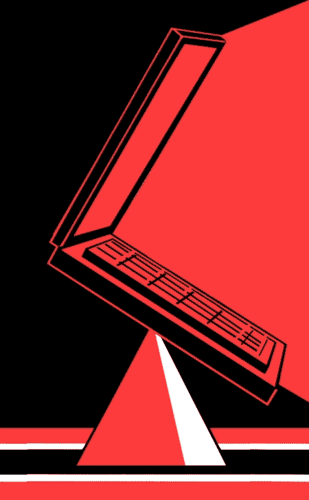 Illustration of hand using laptop